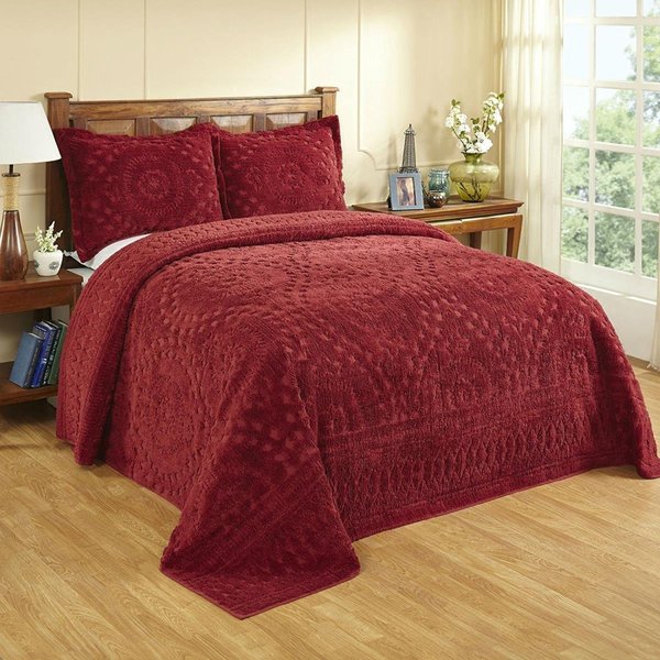 Better Trends 81 x 110 in. Rio Chenille Bedspread, Burgundy - Twin BE394279